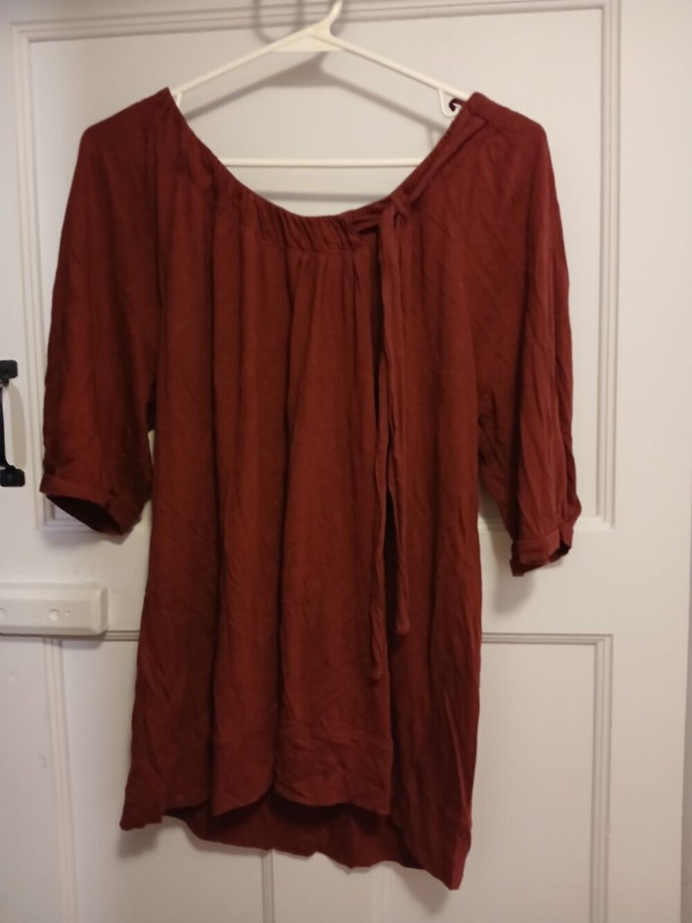 ELLE Womens L Burgundy Long Sleeve Shirt
